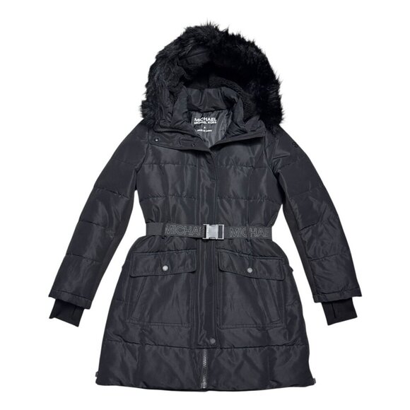 MICHAEL KORS Long Winter Puffer Parka Faux Fur Trim Jacket Coat Womens Small - Picture 5 of 7